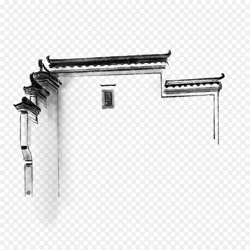 中国风手绘水墨风景山水徽派建筑 11