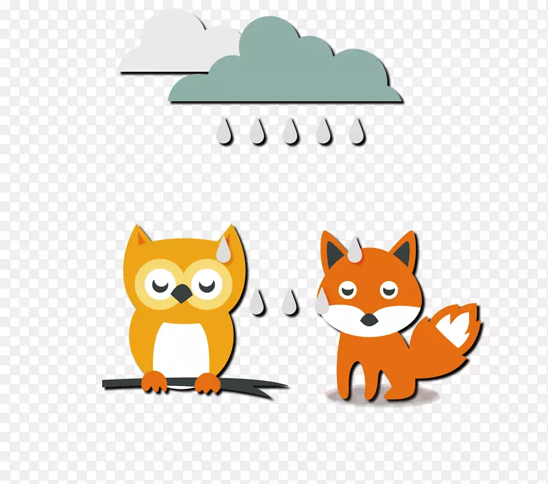 阴雨天树枝上小憩的猫头鹰