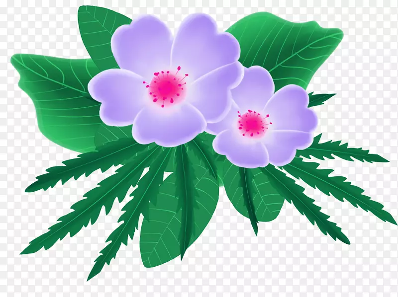 手绘小清新装饰紫色花卉元素