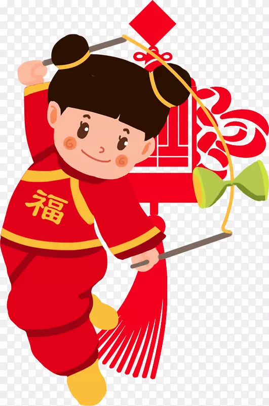 卡通新年喜庆娱乐小女孩素材