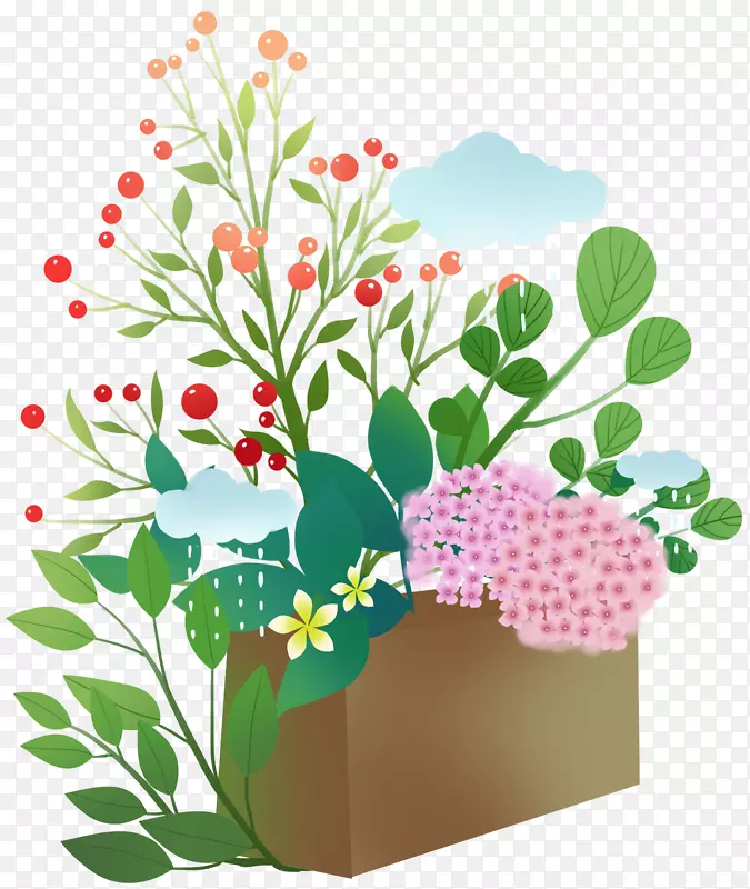 小清新装饰手绘植物花卉元素