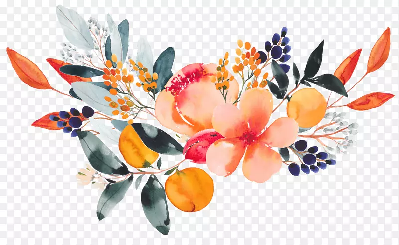 彩色手绘的花朵装饰