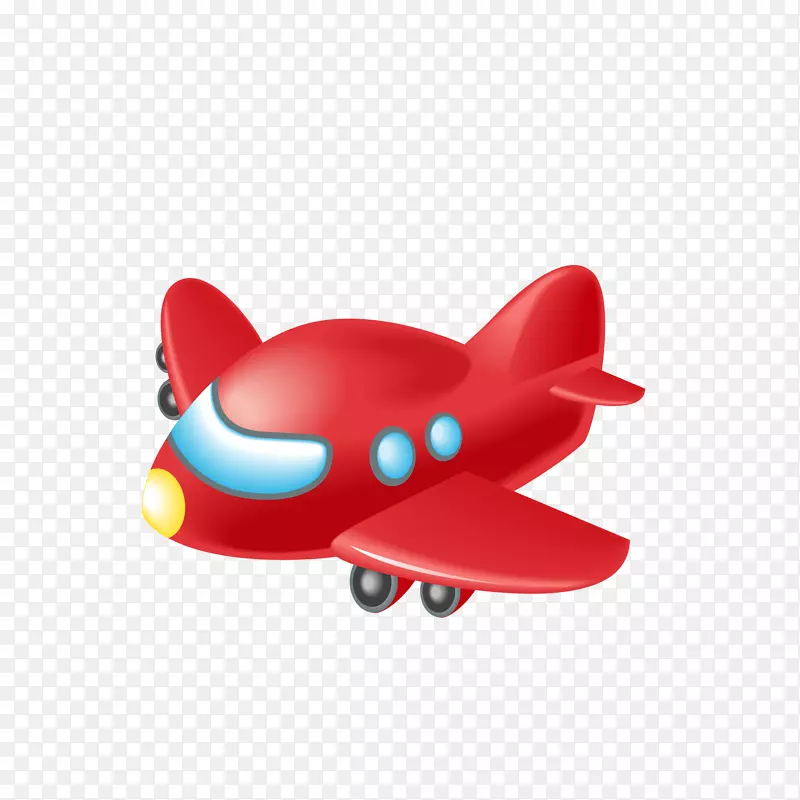 矢量手绘红色玩具小飞机