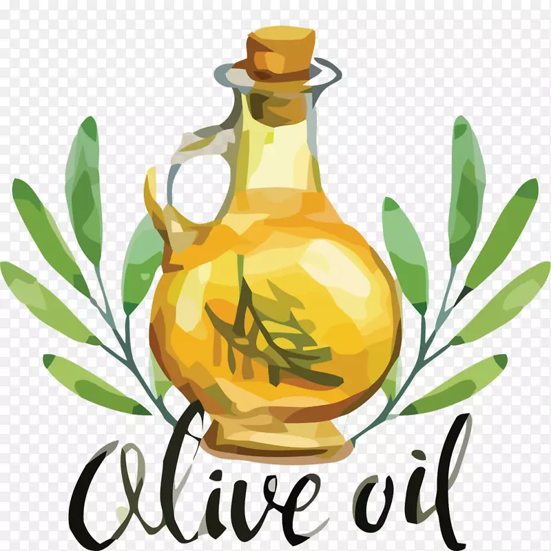 矢量手绘一瓶橄榄油素材