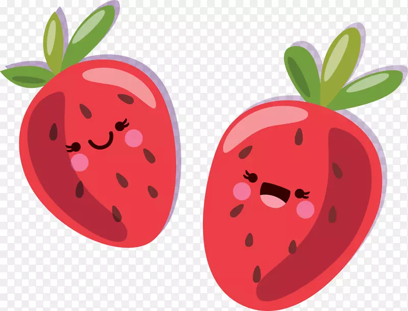红色呆萌卡通草莓