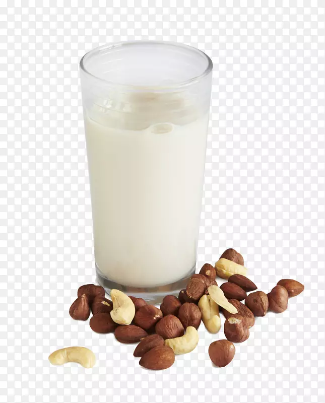 白色杯装牛奶坚果