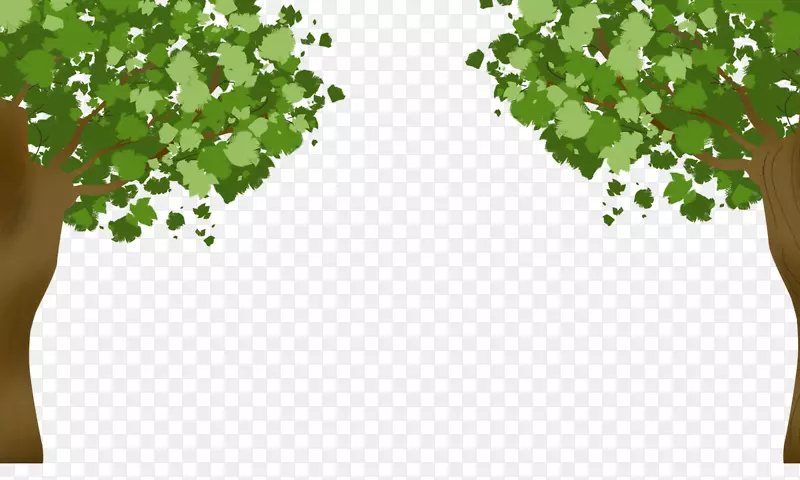 夏日清新手绘绿树枝叶茂盛