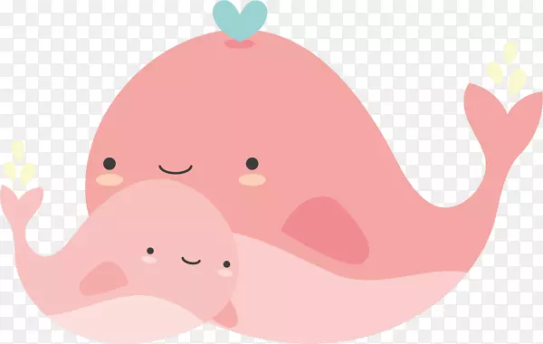 母亲节粉色鲸鱼妈妈