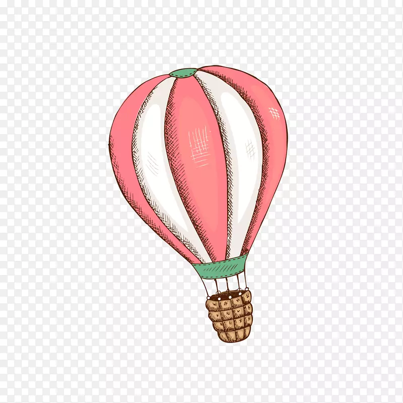 矢量手绘粉色热气球