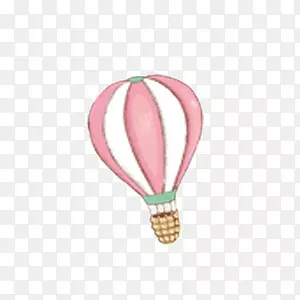 粉色可爱少女漂浮热气球