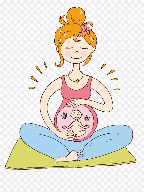 卡通手绘孕妇瑜伽