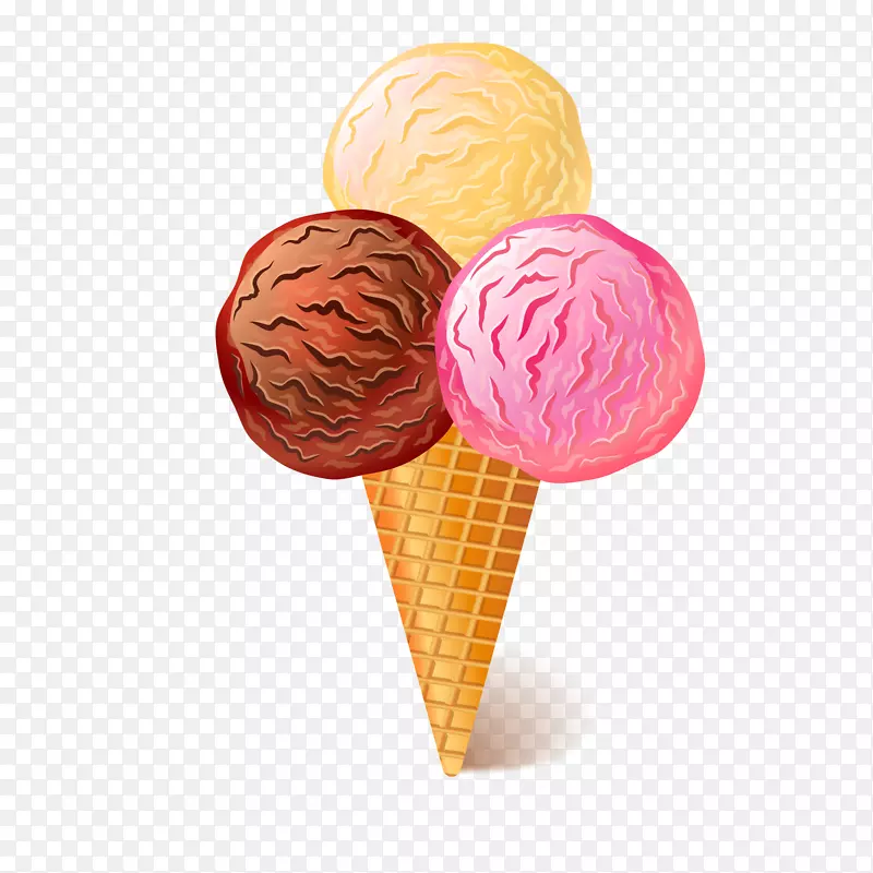 多种口味的甜筒冰淇淋