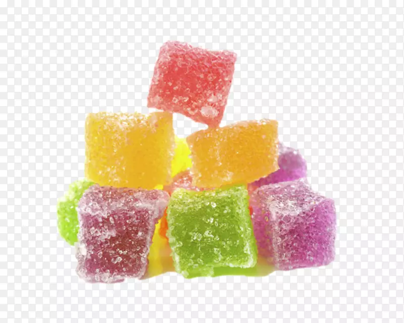 红黄绿紫彩色层叠着的正方形糖果