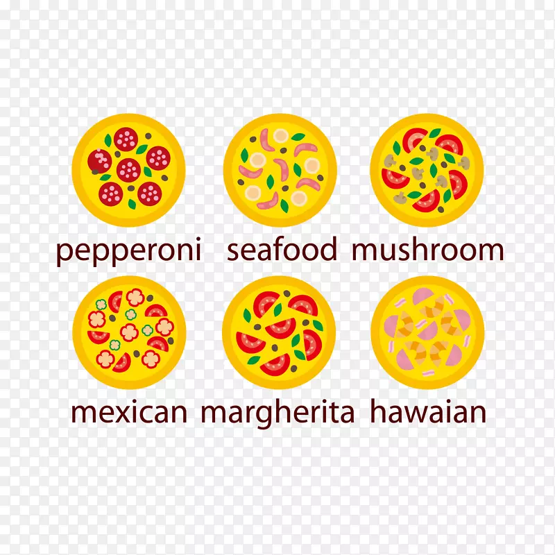 矢量多种口味意大利披萨