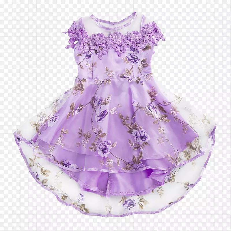 紫色碎花儿童连衣裙