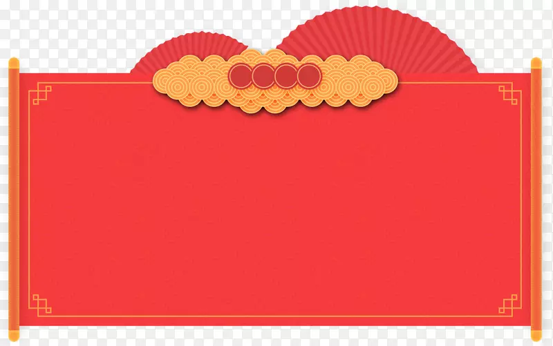 红色中国风扇子卷轴