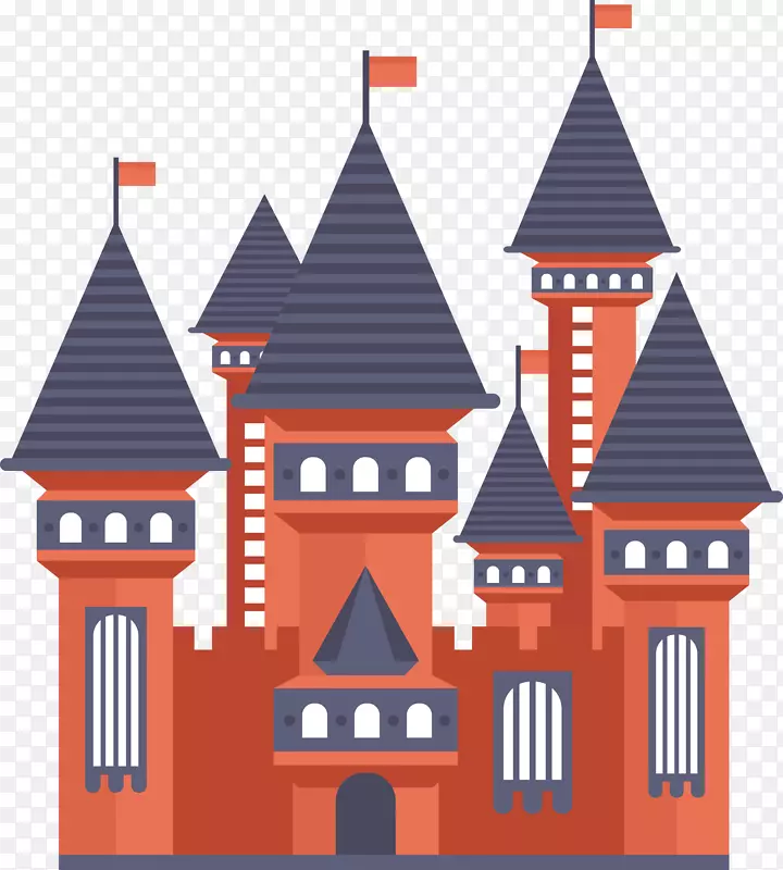 矢量红色城堡建筑