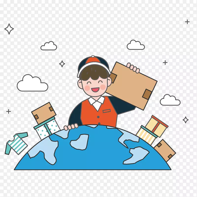蓝色快递员矢量卡通PNG图片素材下载_图片编号qnvwrbzq-免抠素材网