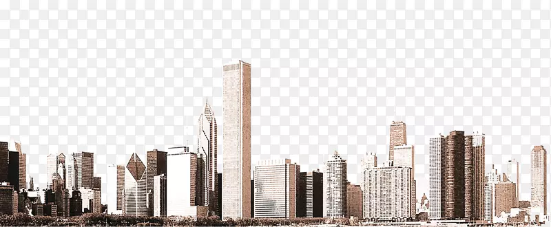 手绘的城市高楼大厦