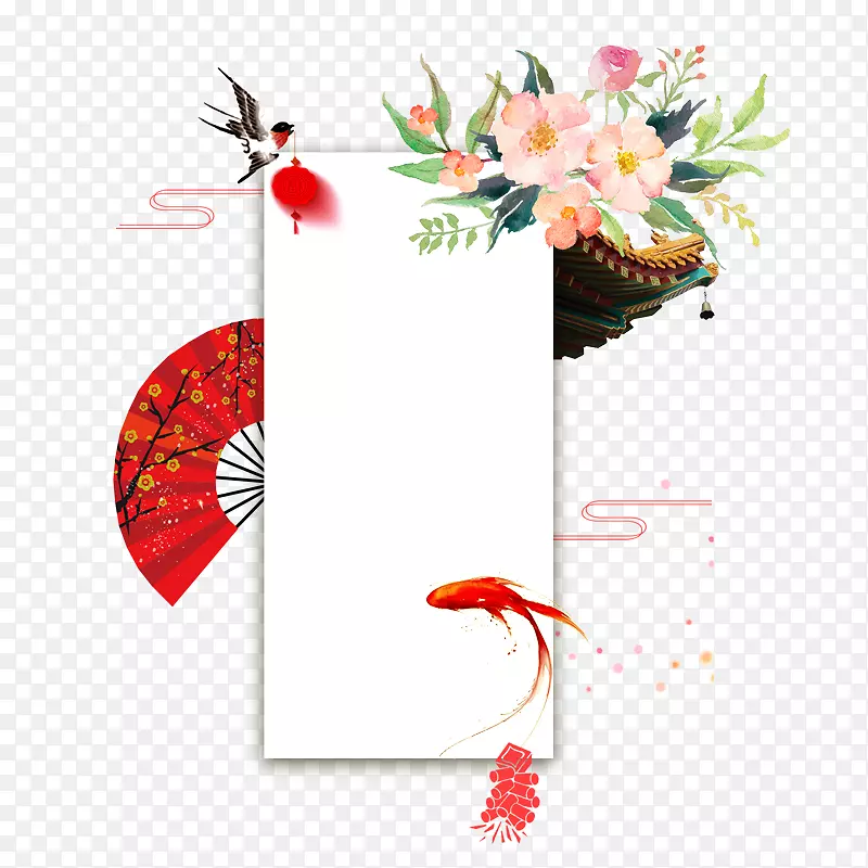 白色边框新年元素