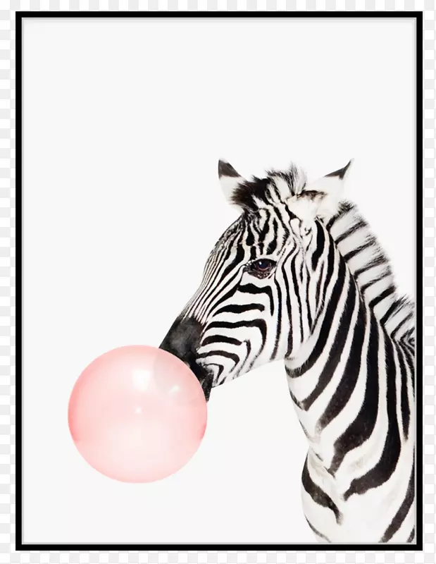 可爱的吹气球斑马