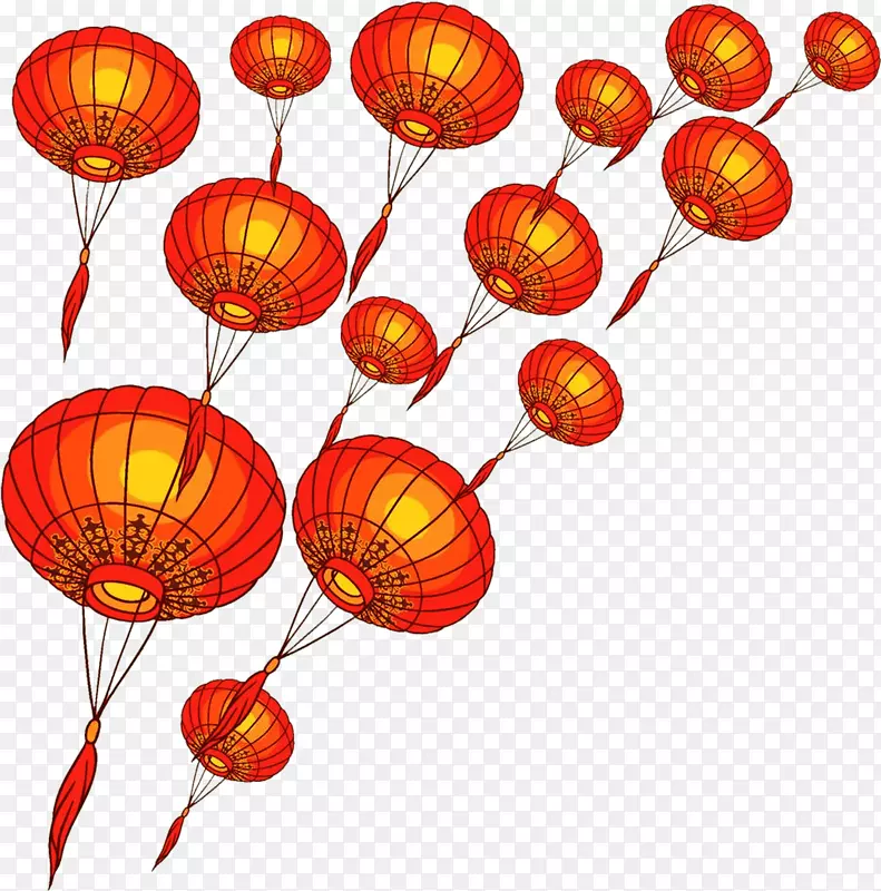 红色中国风漂浮灯笼
