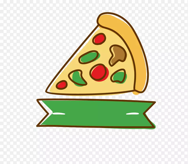 矢量卡通可爱披萨绿色边框