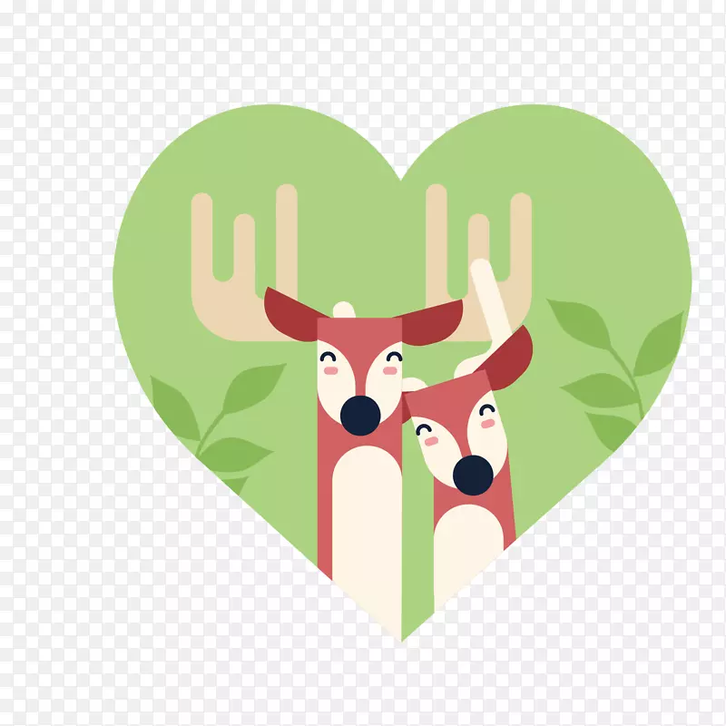 小清新绿色设计爱心鹿