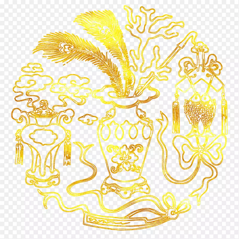 中国风传统富贵吉祥图案烫金花纹