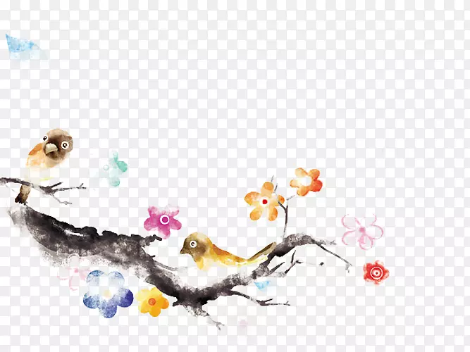 花朵与小鸟