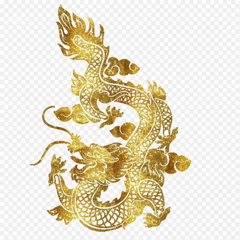 中国传统神话金色龙免抠图