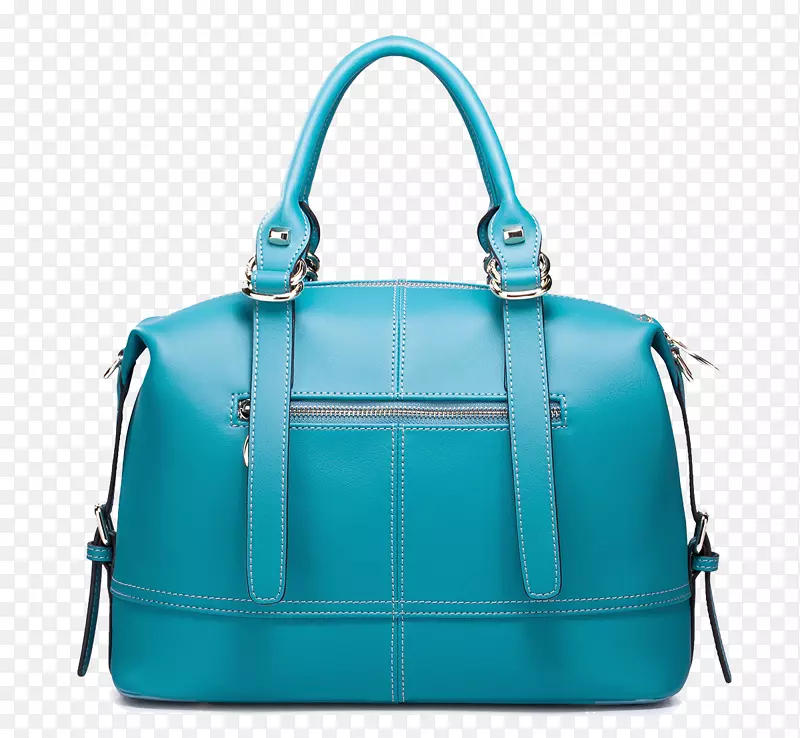 蓝色的女款手提包