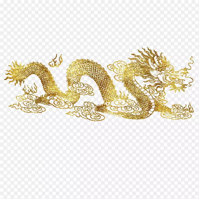 中国传统神话金色龙免抠图
