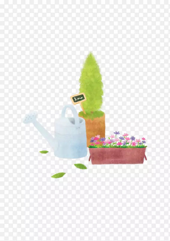 手绘盆栽洒水壶