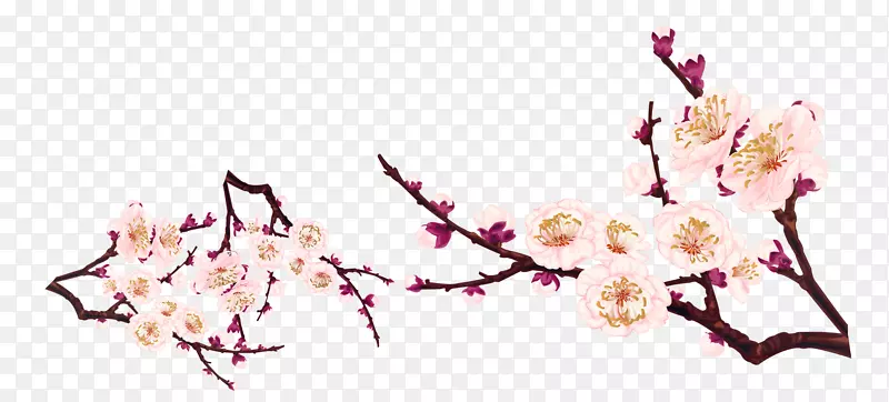 手绘桃花树