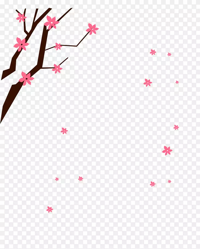 免抠卡通树枝粉色花朵装饰