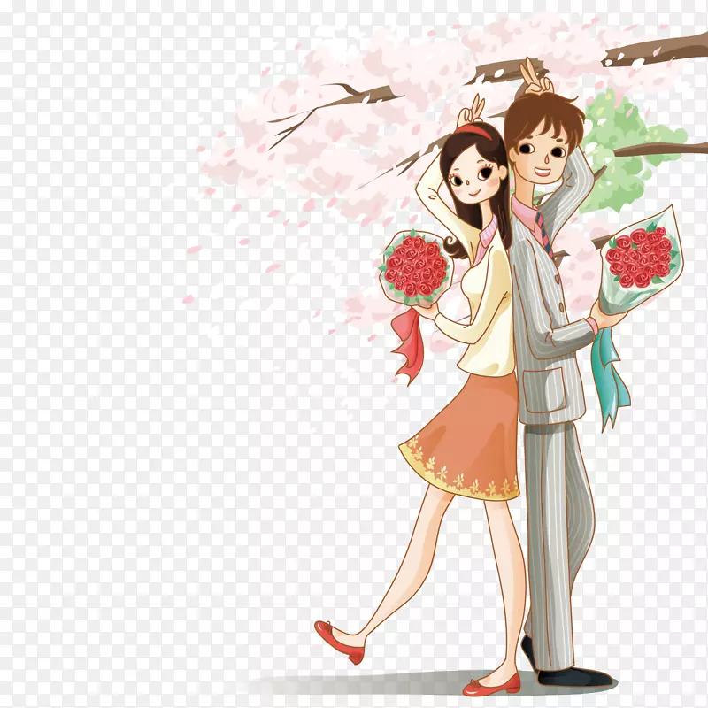 矢量樱花下