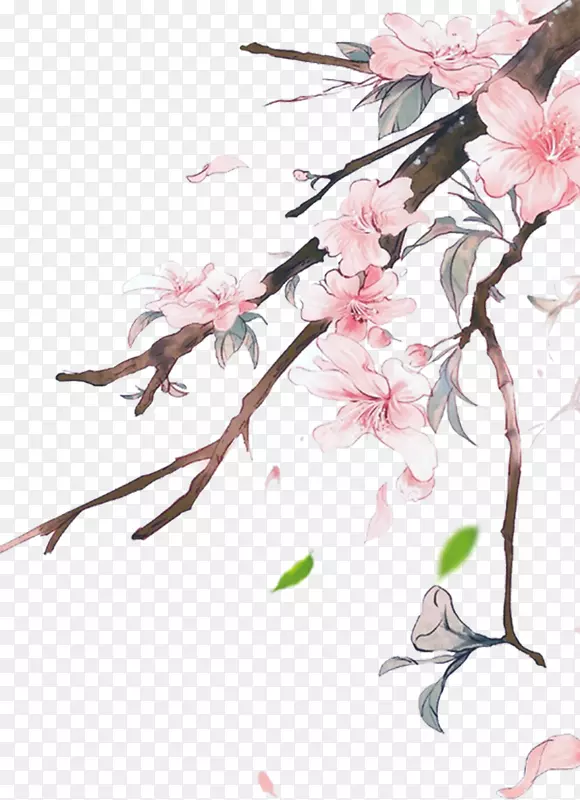 手绘桃花飞舞