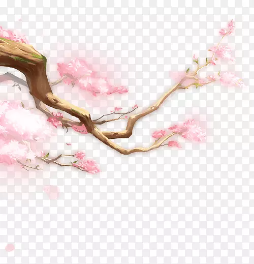 涂鸦卡通植物树木桃花