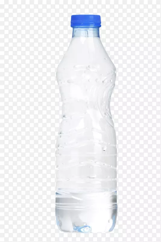透明解渴蓝色瓶盖的塑料瓶饮用水
