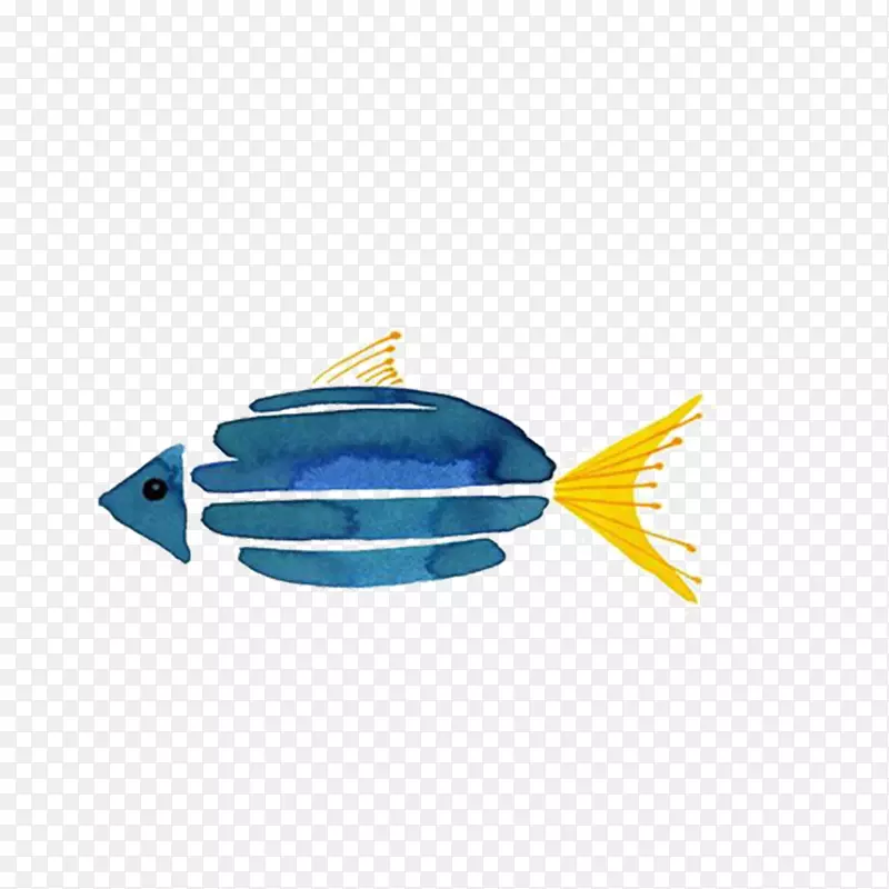 蓝色水彩的小鱼