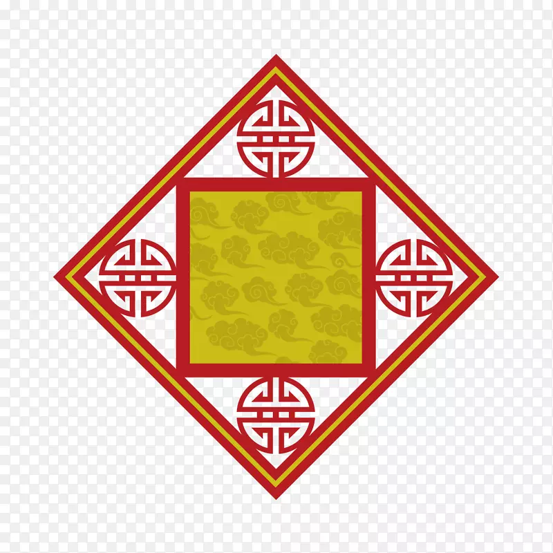 中国风红色菱形边框