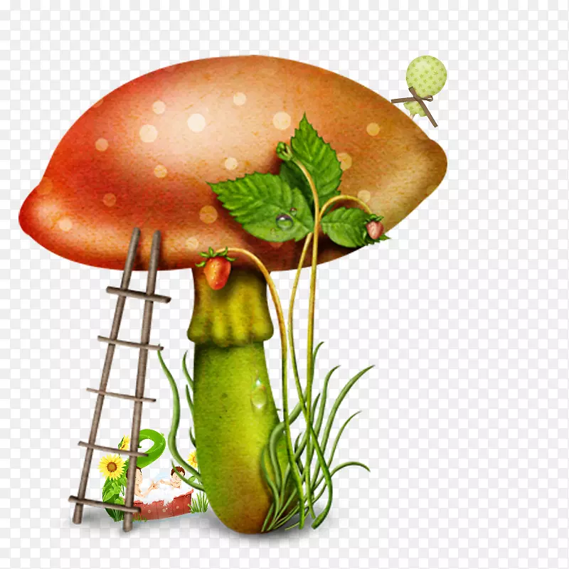 蘑菇草莓梯子人物图案