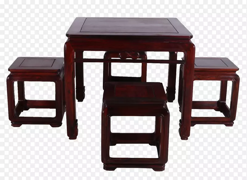 家庭式简洁红酸枝方桌椅