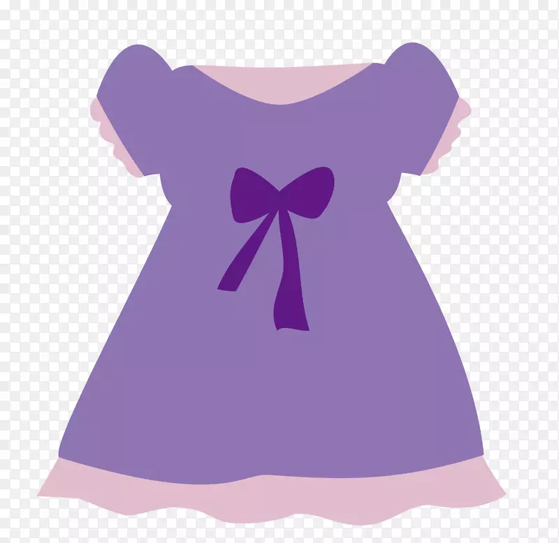 手绘卡通童装紫色裙子