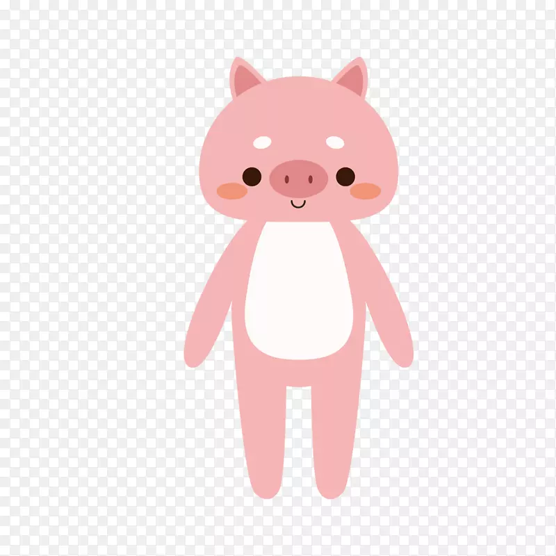 粉色小猪动物手绘
