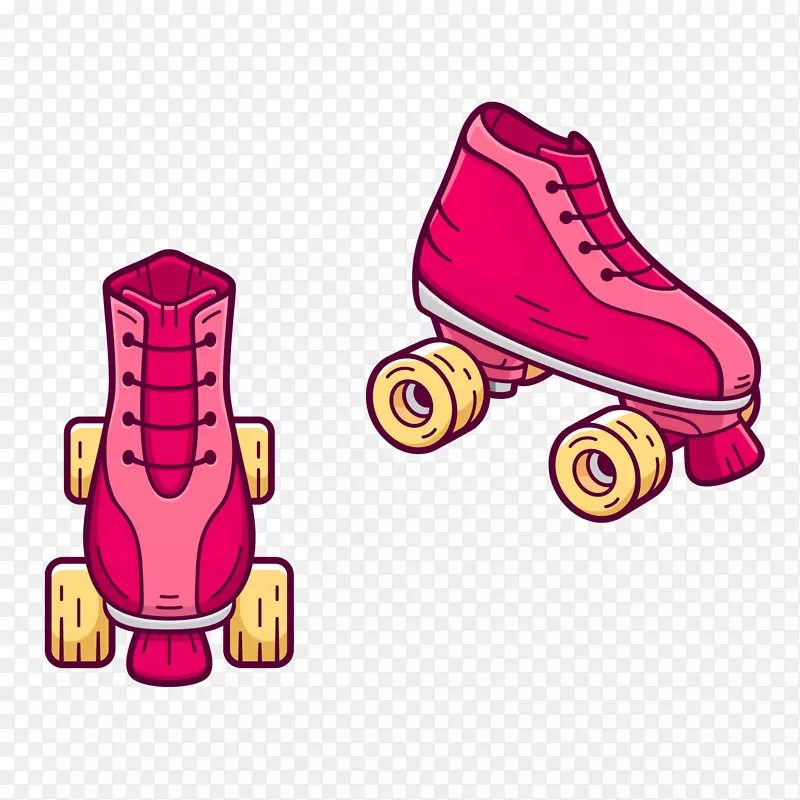 一双手绘的红色溜冰鞋