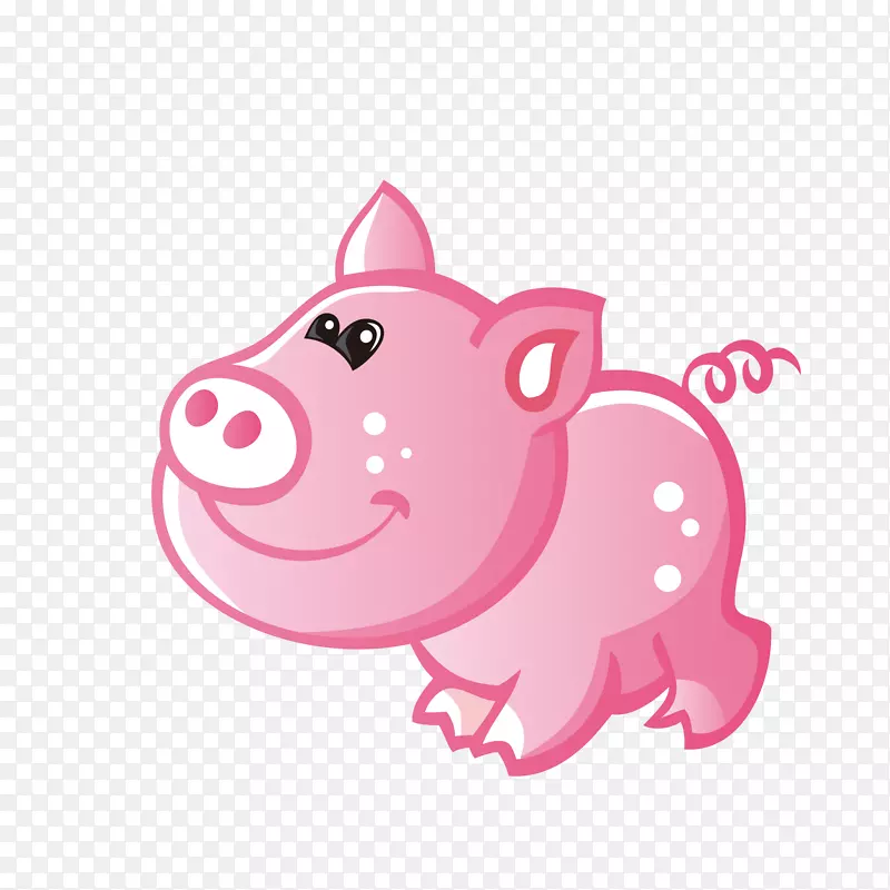 矢量手绘可爱动物小猪