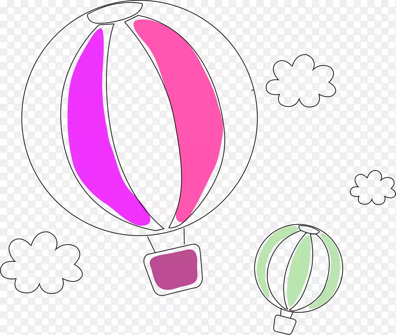 紫色卡通热气球装饰图案