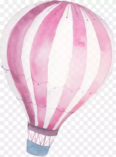 紫色条纹卡通热气球